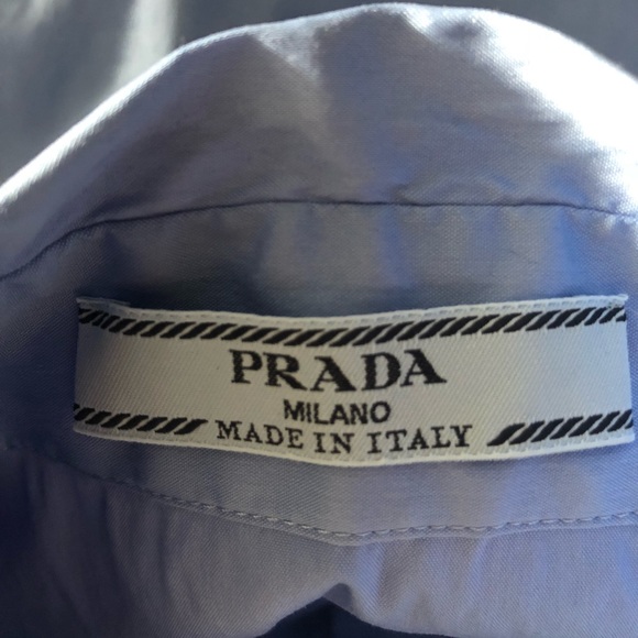 Prada blue poplins stretch cotton shirt - Picture 3 of 4